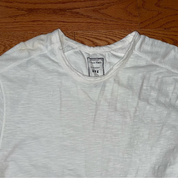 Calvin Klein White Garment Dyed Long Sleeve Shirt - Size Large - Picture 4 of 6